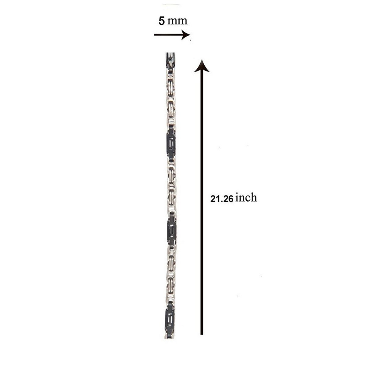 Stainless Steel Black Silver Plated 3D Byzantine Chain 21.6" Men Bulk
