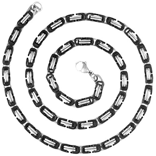 Stainless Steel Black Silver Plated 3D Byzantine Chain 21.85" Men Bulk Main image
