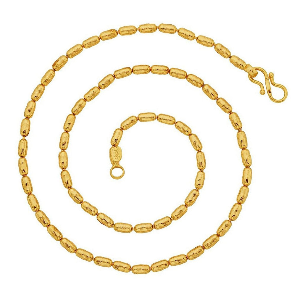 Oval Cylinder 22K Gold Plated 19" Chain For Men Women Bulk