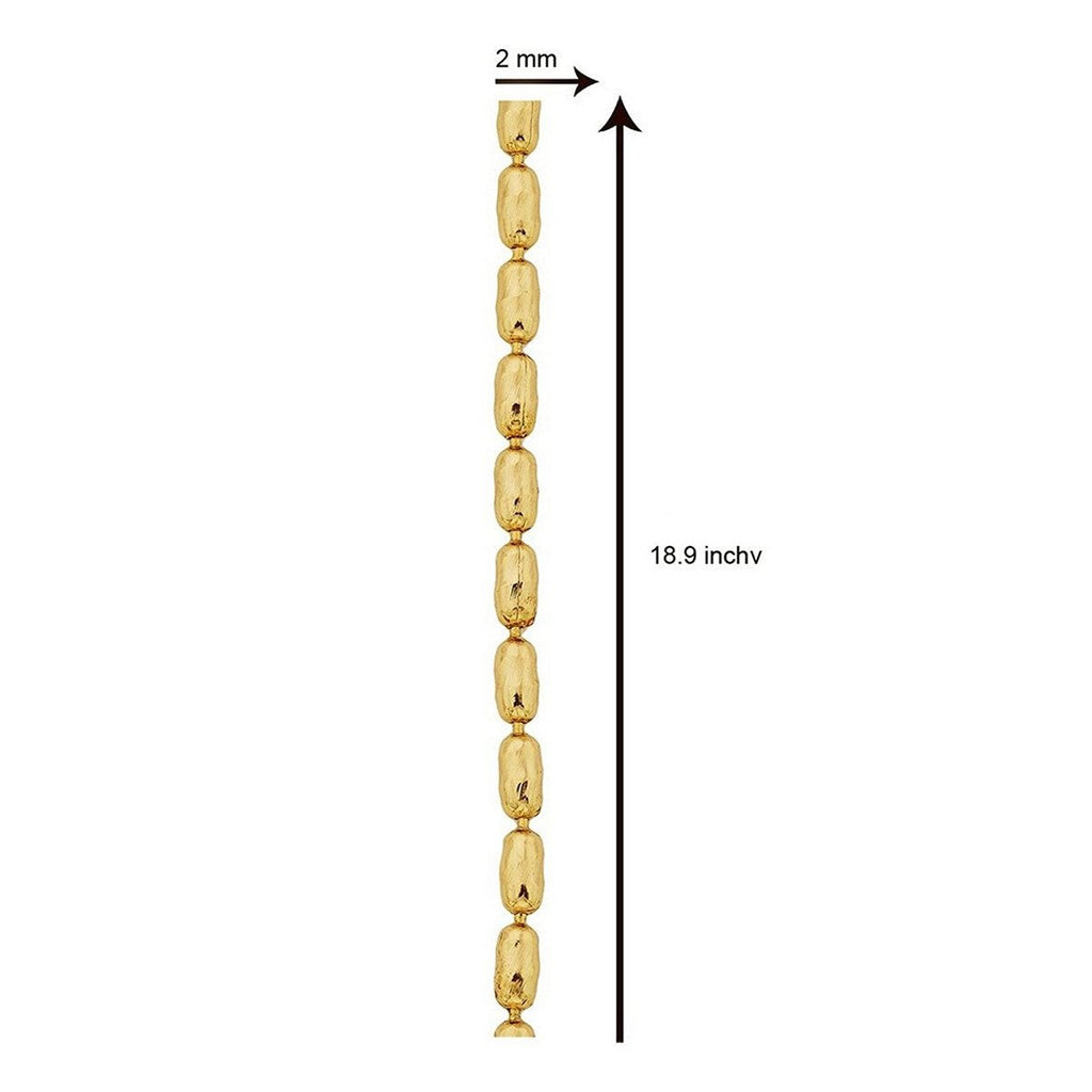 Oval Cylinder 22K Gold Plated 19" Chain For Men Women Bulk