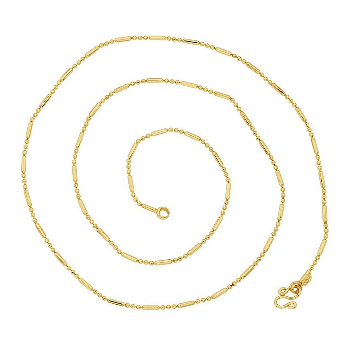 Slim Ball Pipe 22K Gold Plated 24" Chain For Women Bulk