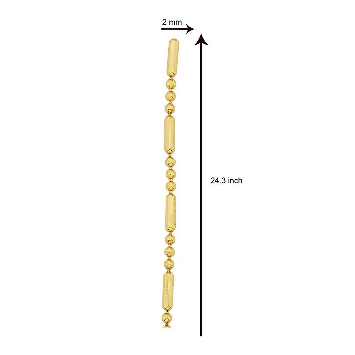Slim Ball Pipe 22K Gold Plated 24" Chain For Women Bulk