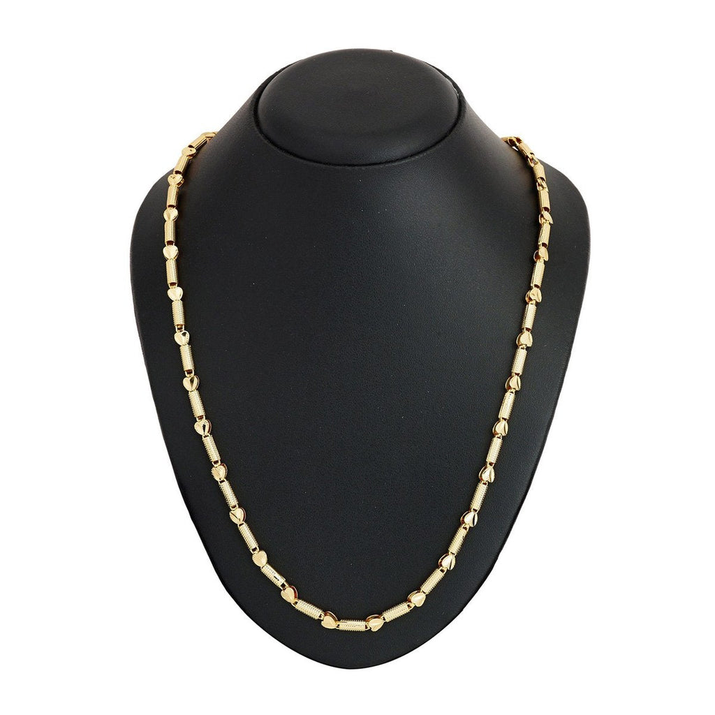 3D Pipe Traditional 22K Gold Plated 25" Chain For Women Bulk