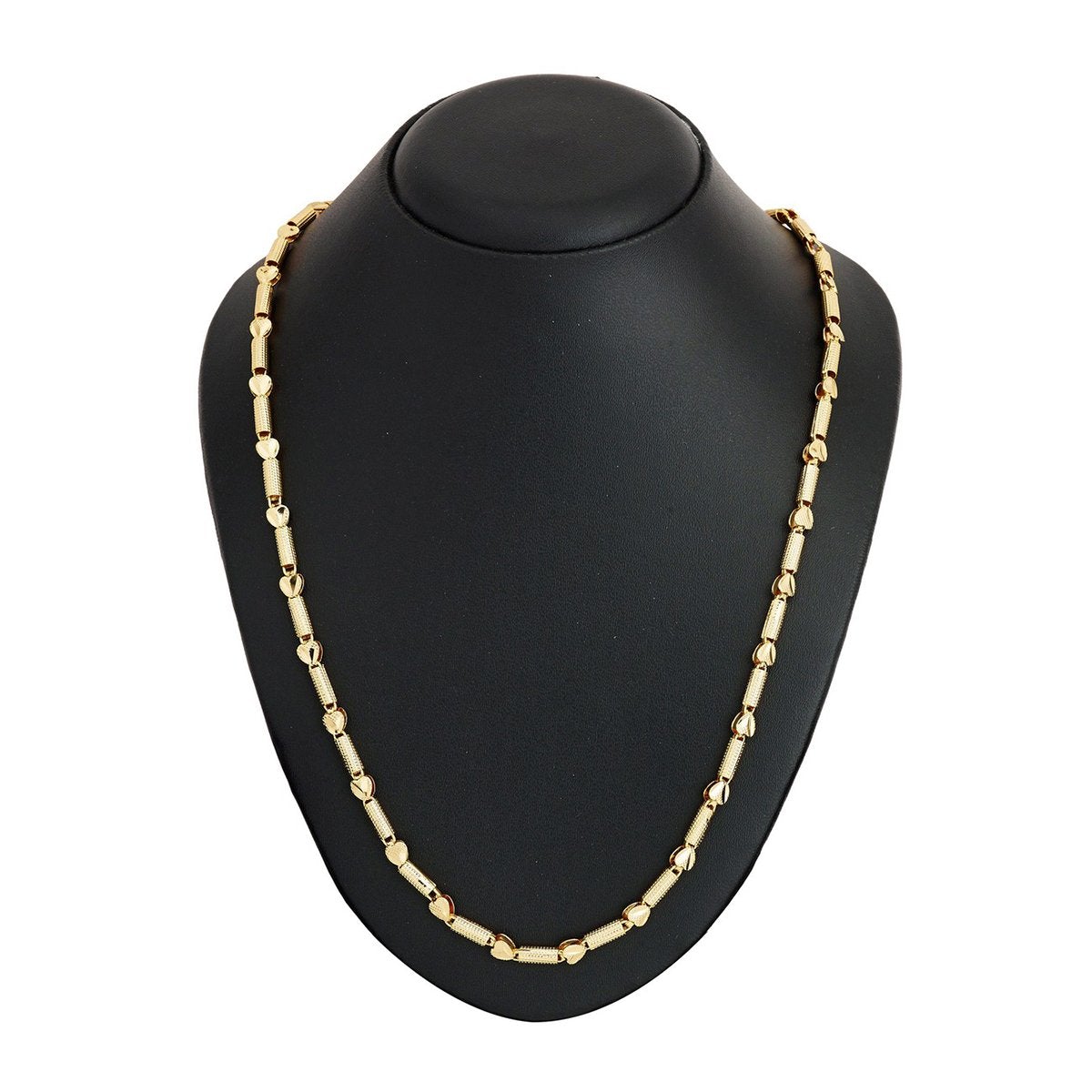 3D Pipe Traditional 22K Gold Plated 25" Chain For Women Bulk