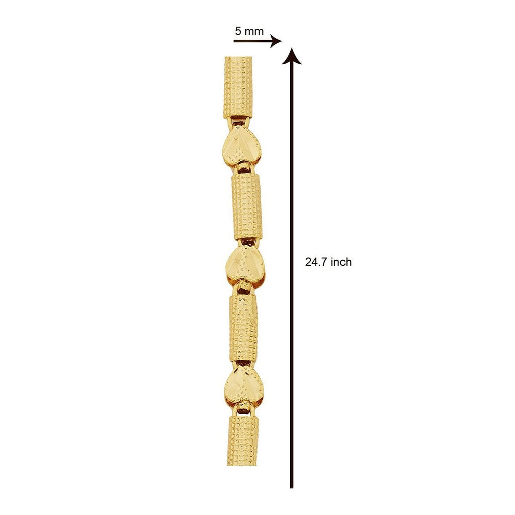 3D Pipe Traditional 22K Gold Plated 25" Chain For Women Bulk