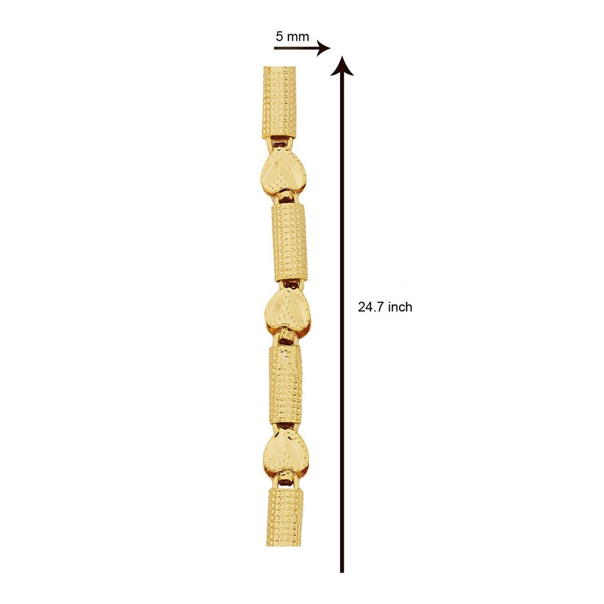 3D Pipe Traditional 22K Gold Plated 25" Chain For Women Bulk
