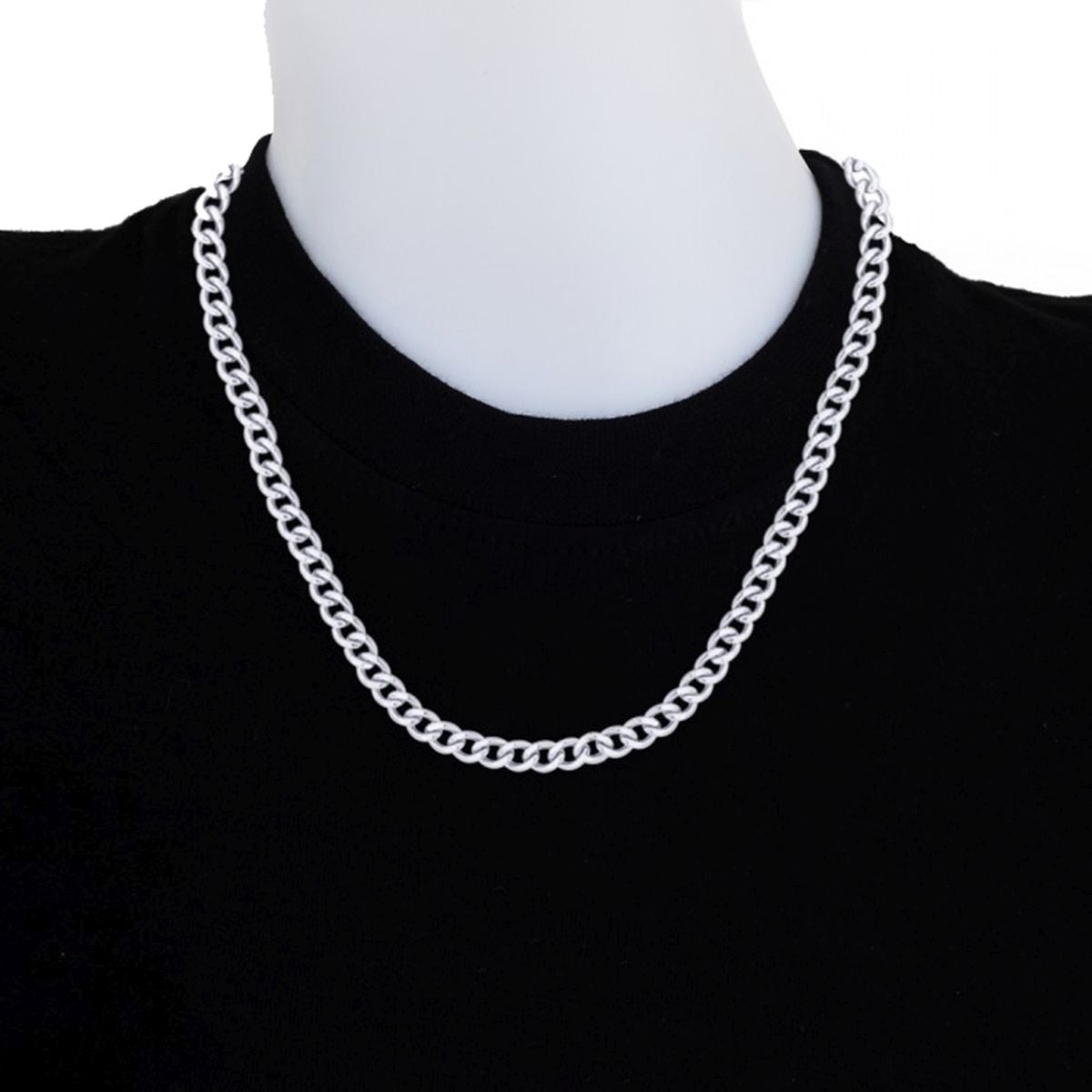 Classic Curb 316L Surgical Stainless Steel Silver Chain For Men Bulk Secondary image