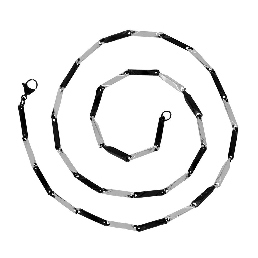 Italian Slim Black Silver Stainless Steel Necklace Chain Boys Bulk
