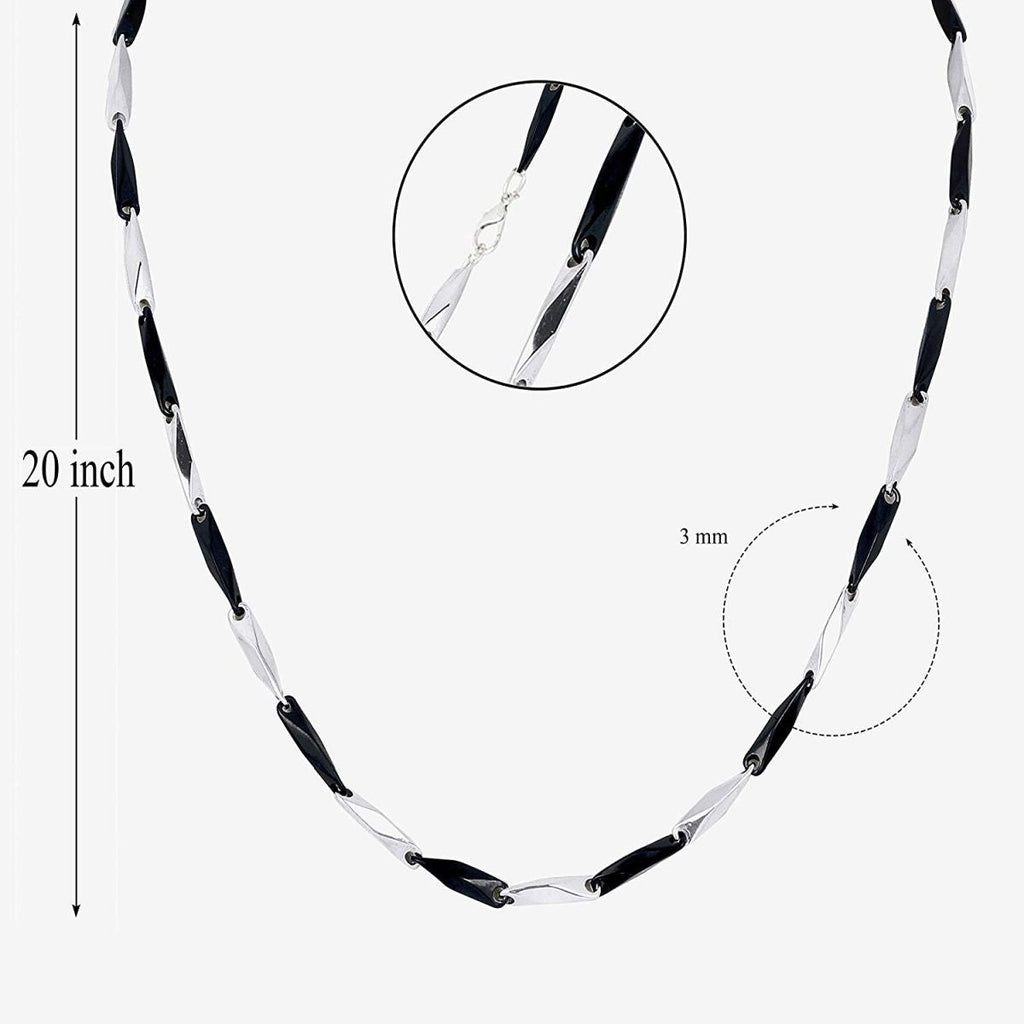 Italian Slim Black Silver Stainless Steel Necklace Chain Boys Bulk