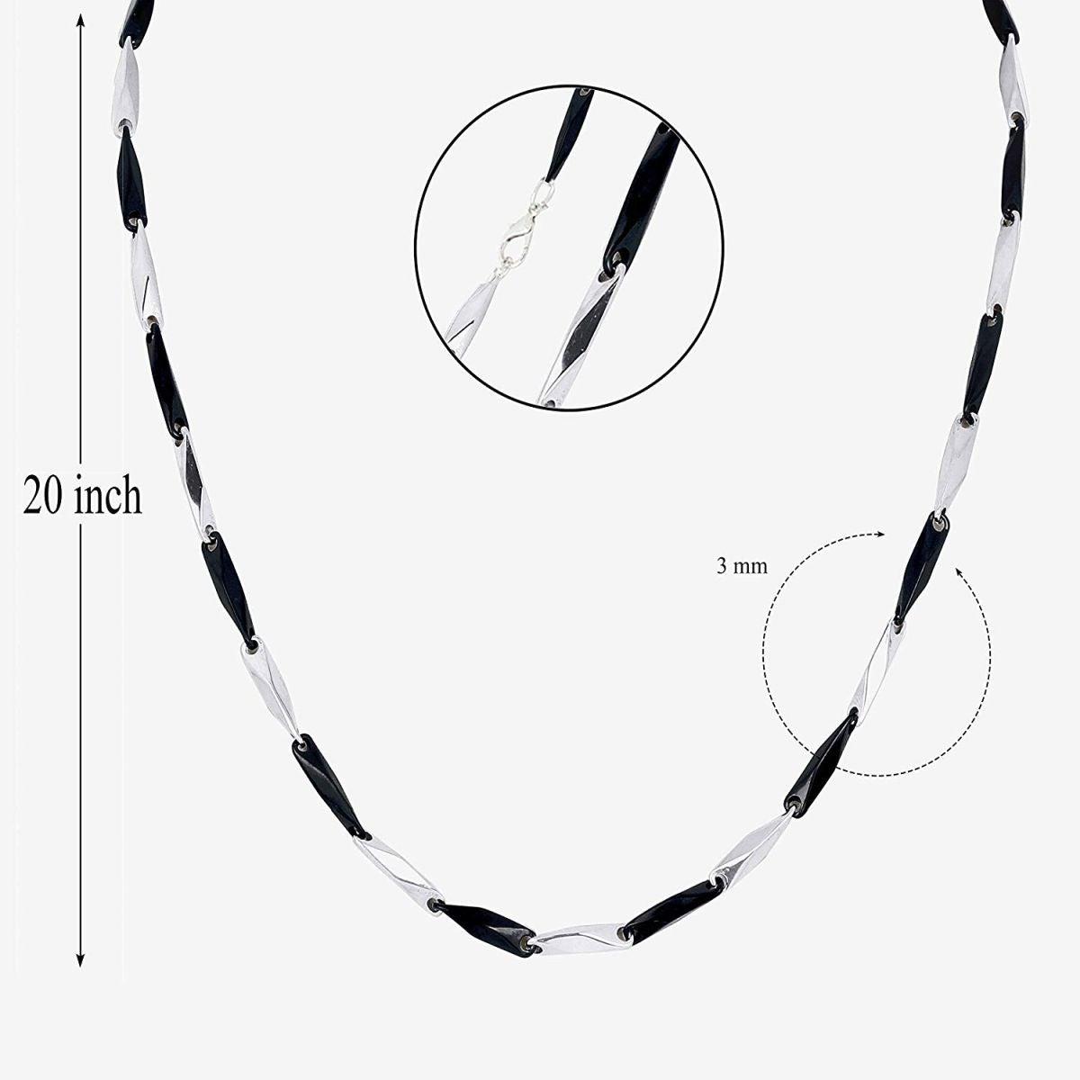 Italian Slim Black Silver Stainless Steel Necklace Chain Boys Bulk