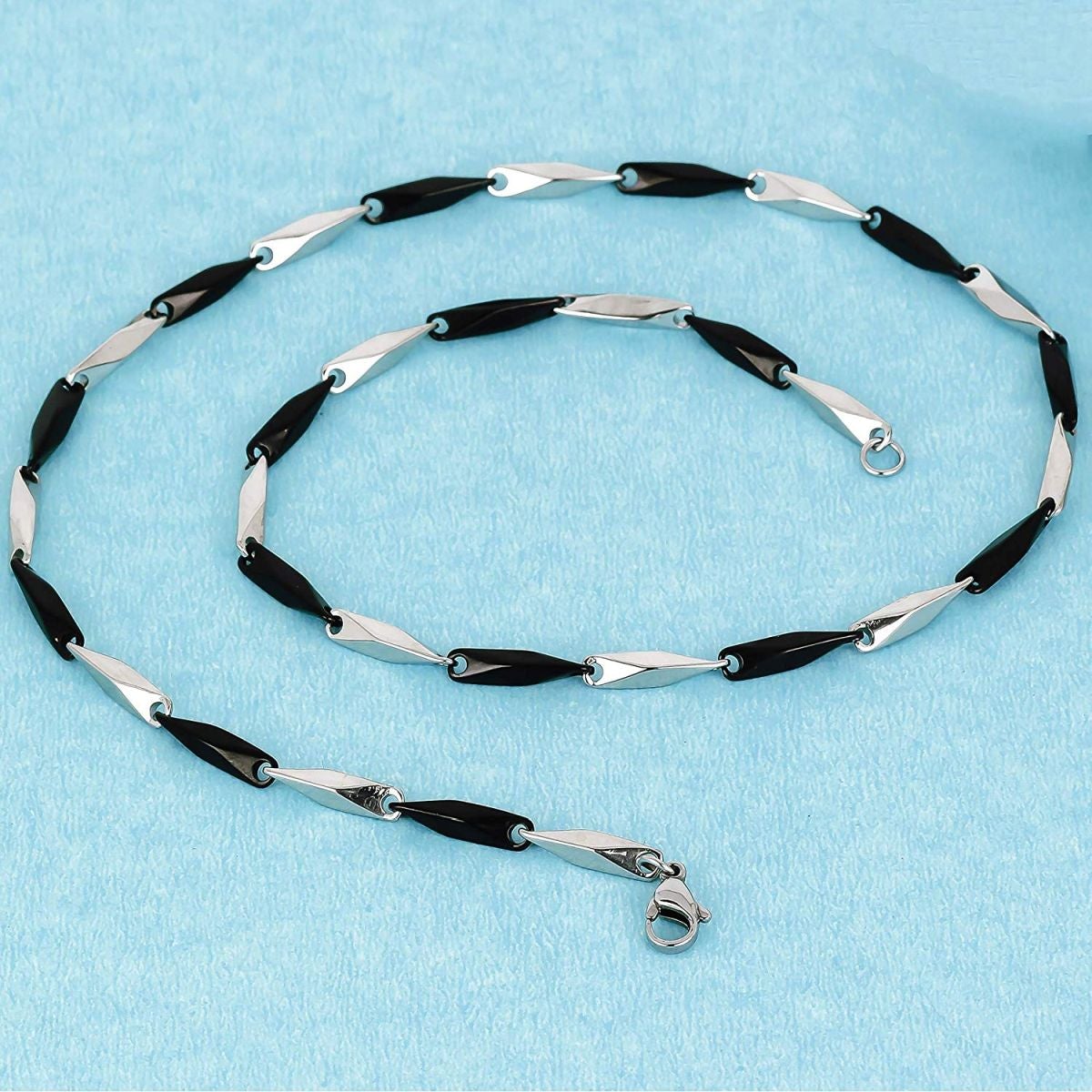 Italian Slim Black Silver Stainless Steel Necklace Chain Boys Bulk Main image
