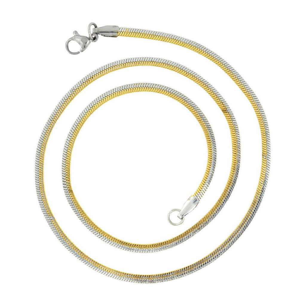 316L Stainless Steel Gold Snake Smooth Herringbone Chain 21" Bulk