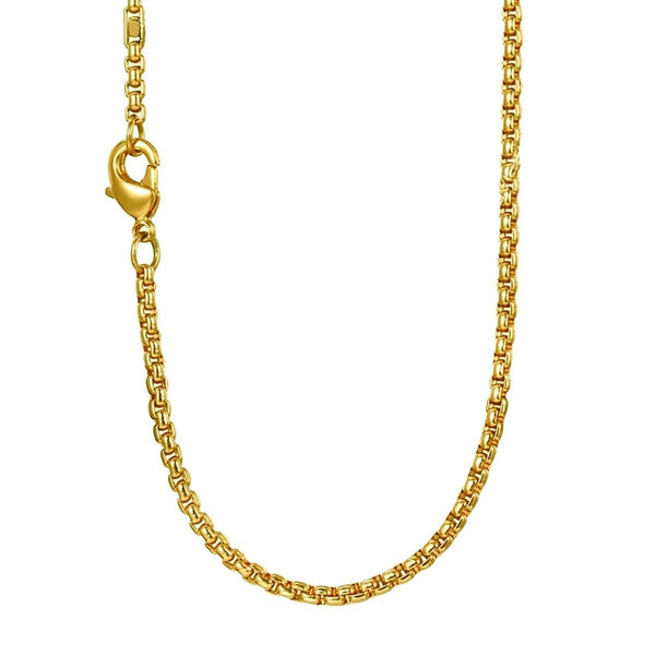 Box Link 22K Gold 316L Stainless Steel Necklace Chain 23" Men Bulk Secondary image