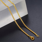 Box Link 22K Gold 316L Stainless Steel Necklace Chain 23" Men Bulk