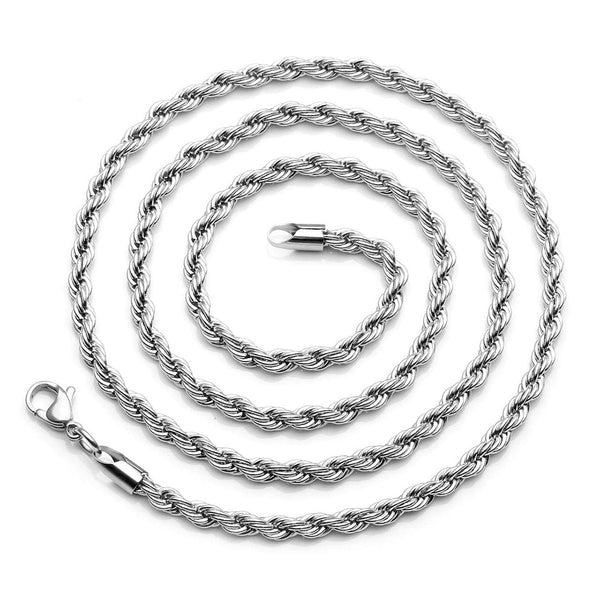 Rope Silver 316L Stainless Steel Daily Chain 22" Men Women Bulk Secondary image