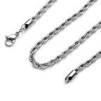 Rope Silver 316L Stainless Steel Daily Chain 22" Men Women Bulk