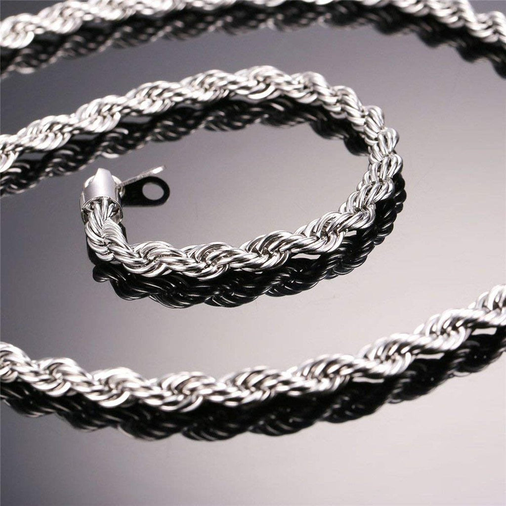 Rope Silver 316L Stainless Steel Daily Chain 22" Men Women Bulk