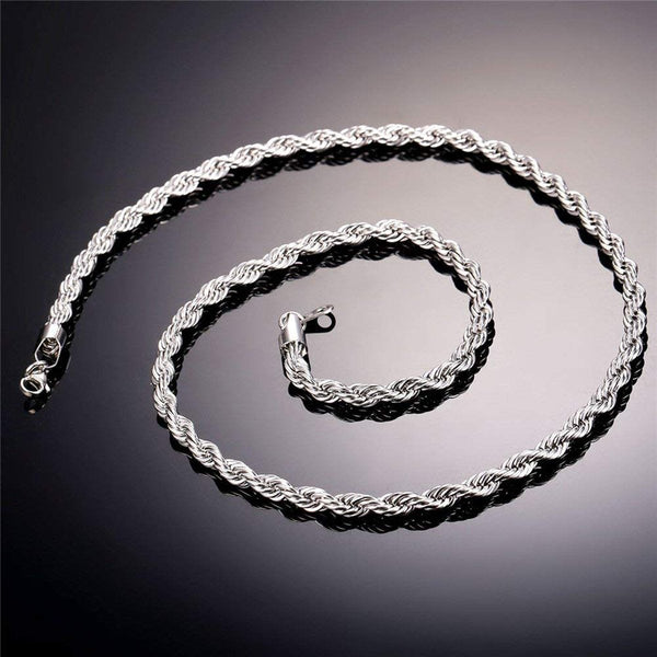Rope Silver 316L Stainless Steel Daily Chain 22" Men Women Bulk Main image