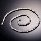 Rope Silver 316L Stainless Steel Daily Chain 22" Men Women Bulk
