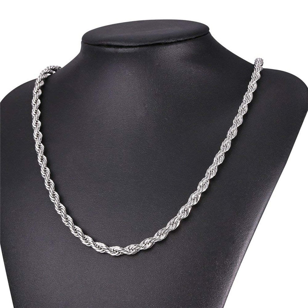 Rope Silver 316L Stainless Steel Daily Chain 22" Men Women Bulk