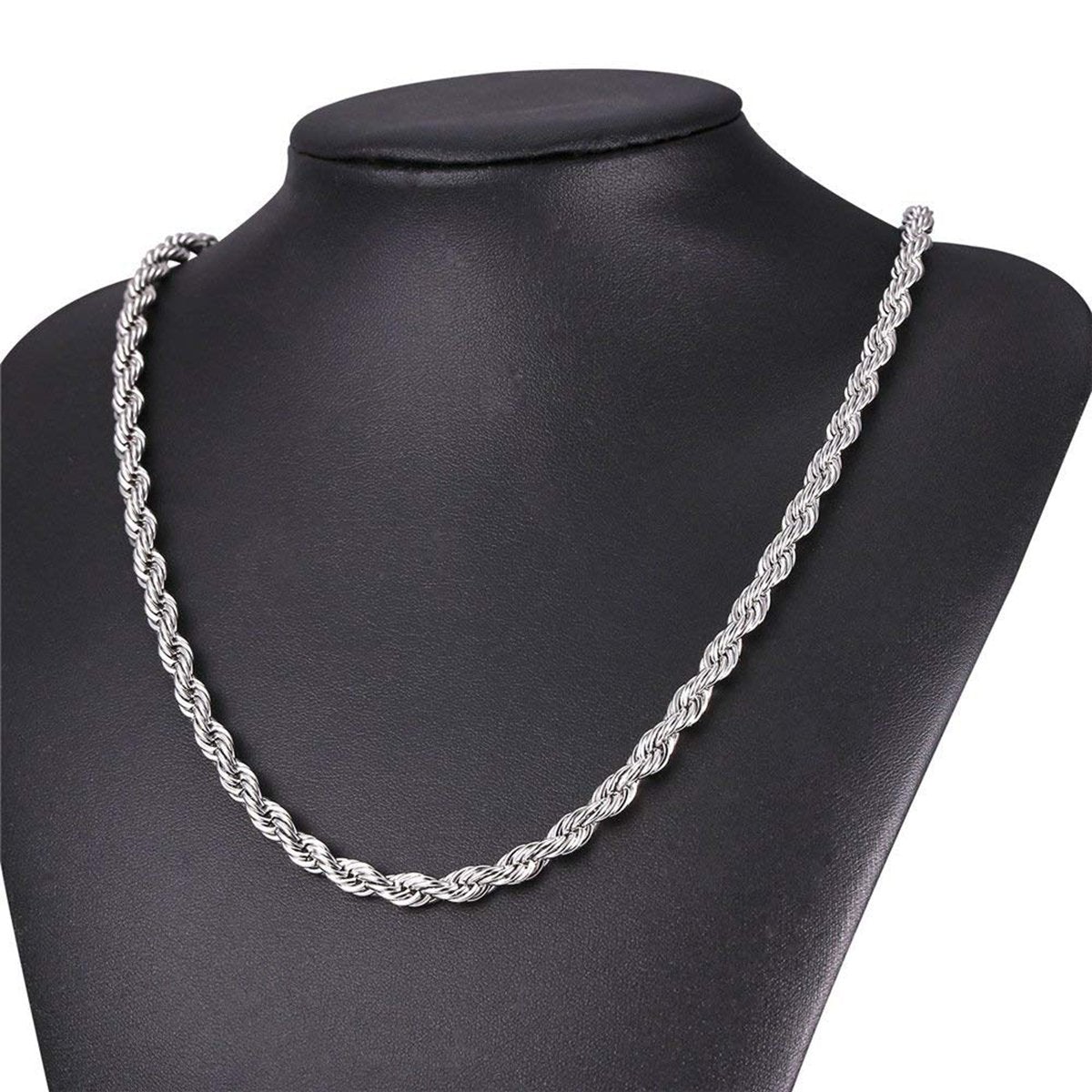 Rope Silver 316L Stainless Steel Daily Chain 22" Men Women Bulk