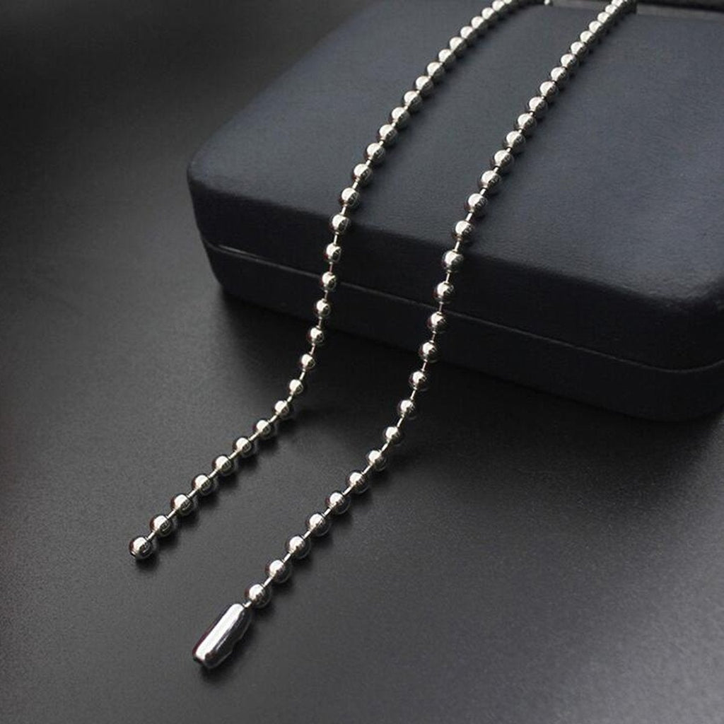Ball Silver 316L Stainless Steel Long Necklace Chain 21" Men Bulk