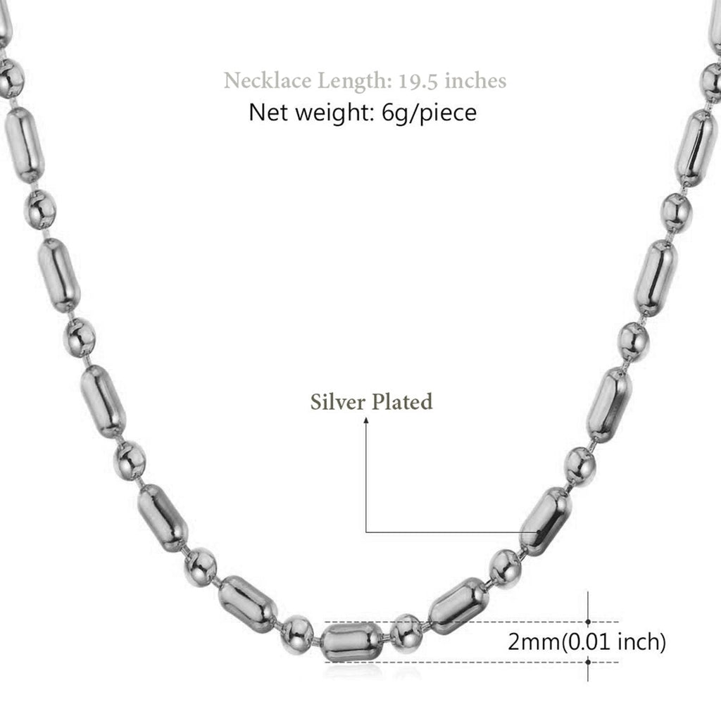 Pipe Ball 316L Stainless Steel Silver Light Weight Necklace Chain Bulk