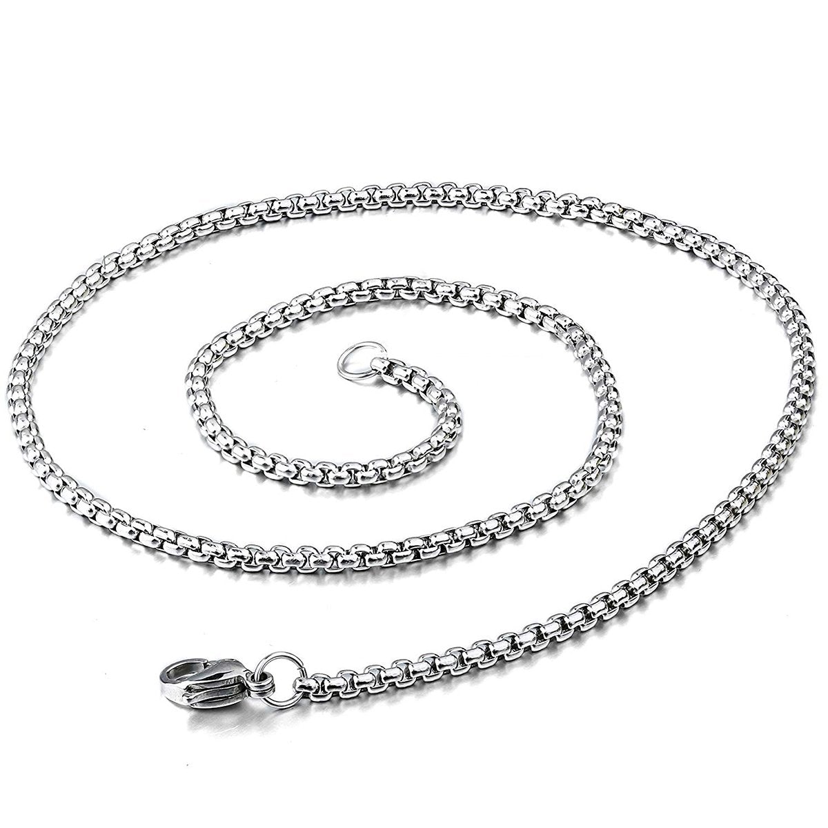 Popcorn Box Link 316L Stainless Steel Silver Necklace Chain Men Bulk Main image