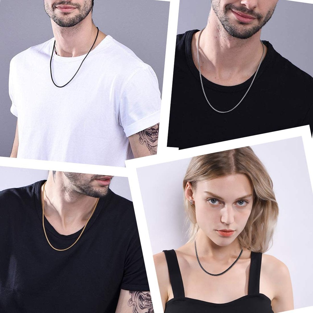 Popcorn Box Link 316L Stainless Steel Silver Necklace Chain Men Bulk