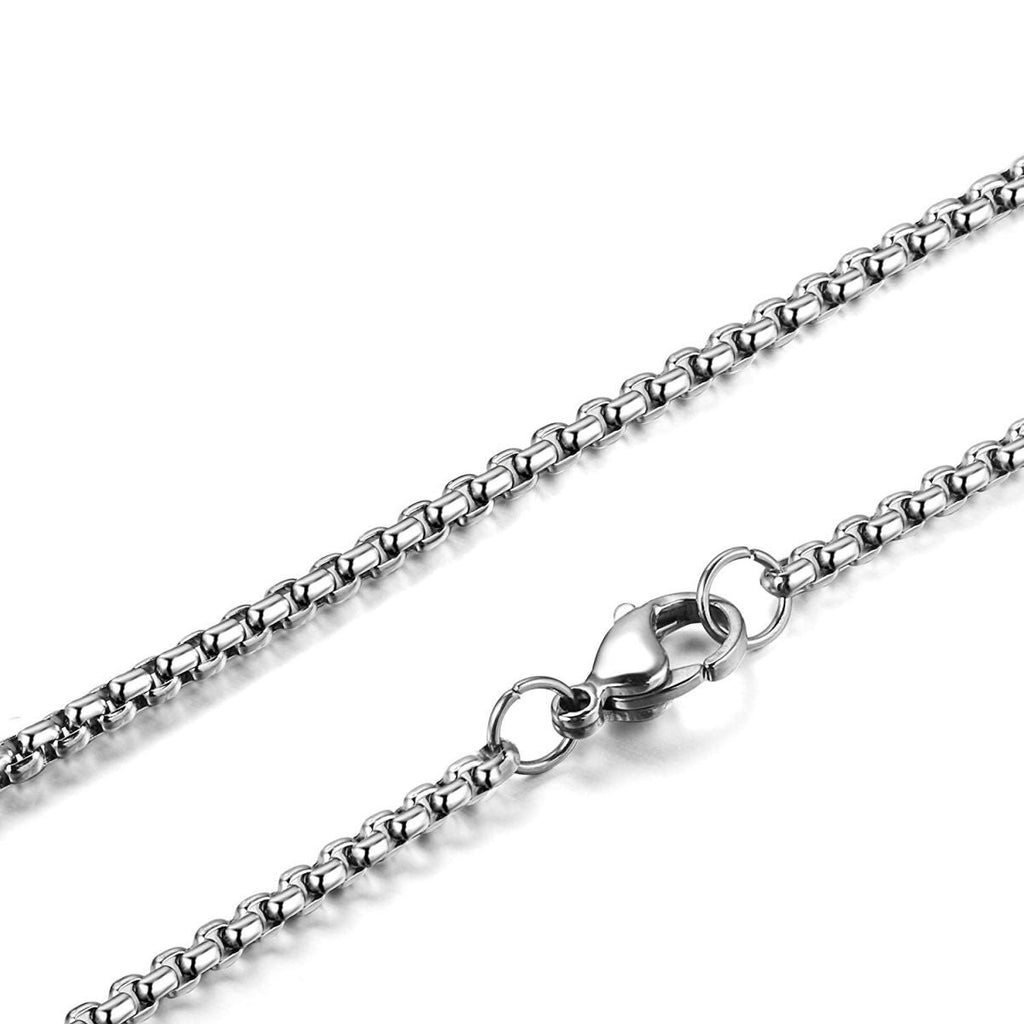 Popcorn Box Link 316L Stainless Steel Silver Necklace Chain Men Bulk
