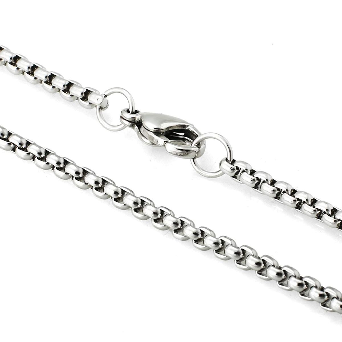 Popcorn Box Link 316L Stainless Steel Silver Necklace Chain Men Bulk