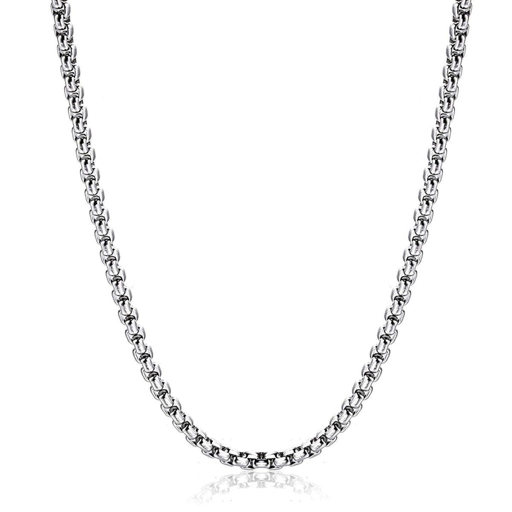 Popcorn Box Link 316L Stainless Steel Silver Necklace Chain Men Bulk