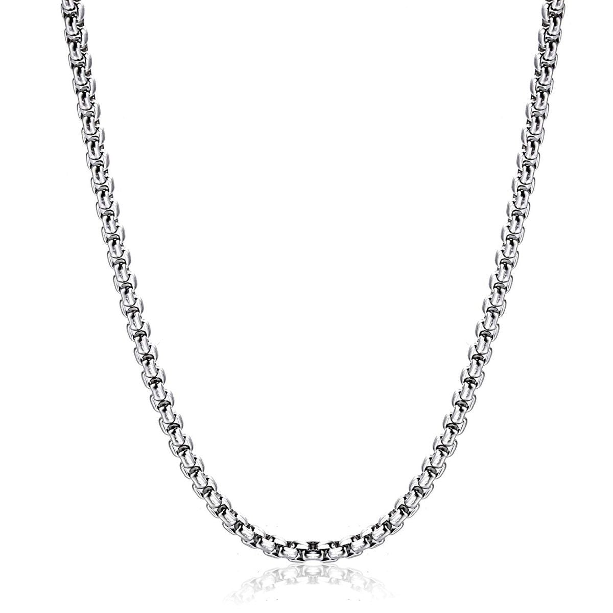 Popcorn Box Link 316L Stainless Steel Silver Necklace Chain Men Bulk