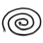 Popcorn Box Link Black 316L Stainless Steel 24" Necklace Chain Bulk