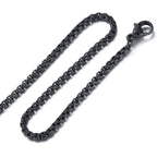 Popcorn Box Link Black 316L Stainless Steel 24" Necklace Chain Bulk