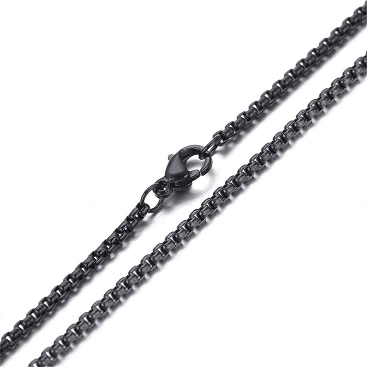 Popcorn Box Link Black 316L Stainless Steel 24" Necklace Chain Bulk