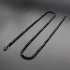 Popcorn Box Link Black 316L Stainless Steel 24" Necklace Chain Bulk