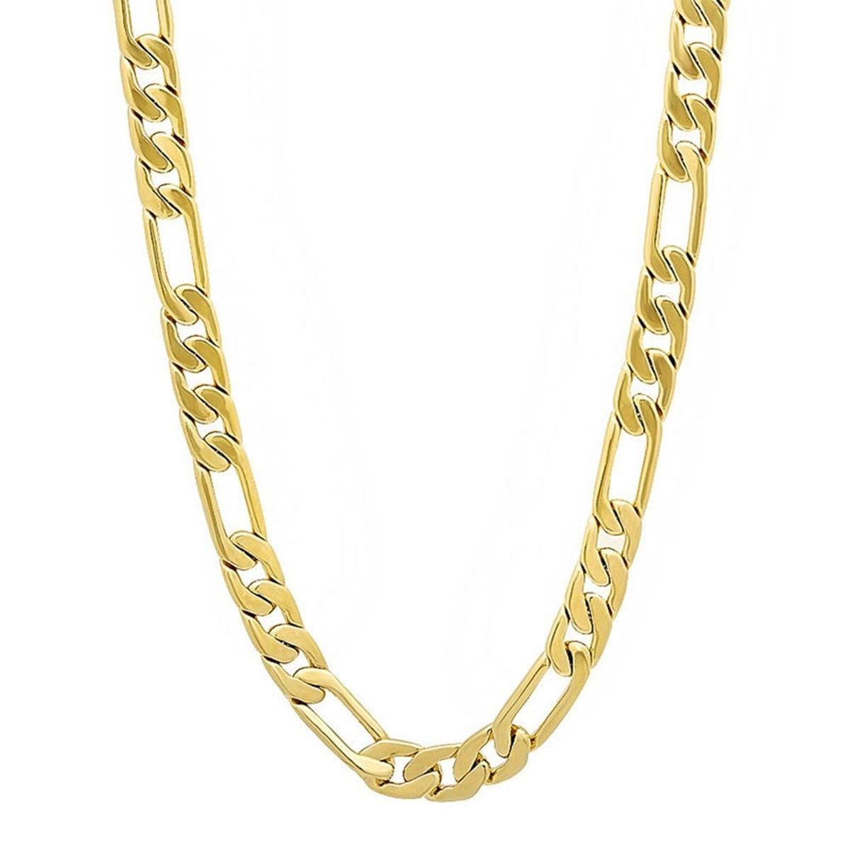 4Mm Figaro Curb 18K Gold Stainless Steel 20" Chain Necklace Boys Bulk