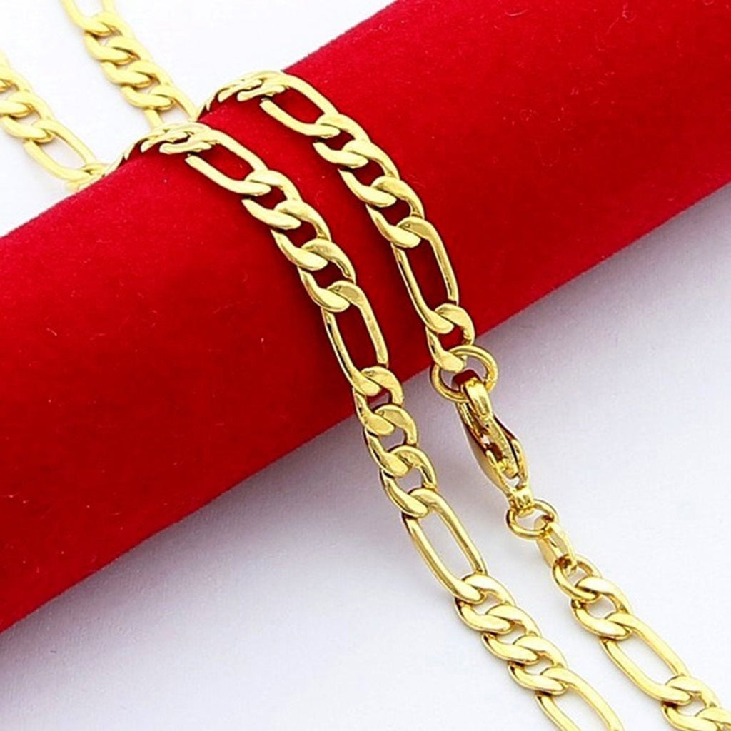 4Mm Figaro Curb 18K Gold Stainless Steel 20" Chain Necklace Boys Bulk