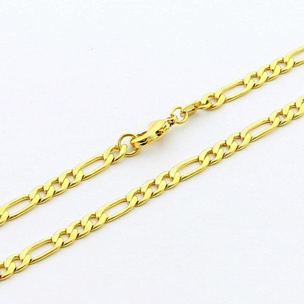 4Mm Figaro Curb 18K Gold Stainless Steel 20" Chain Necklace Boys Bulk