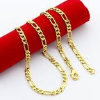 4Mm Figaro Curb 18K Gold Stainless Steel 20" Chain Necklace Boys Bulk
