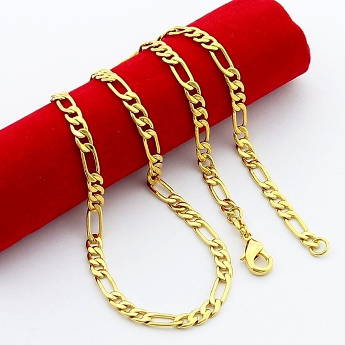 4Mm Figaro Curb 18K Gold Stainless Steel 20" Chain Necklace Boys Bulk