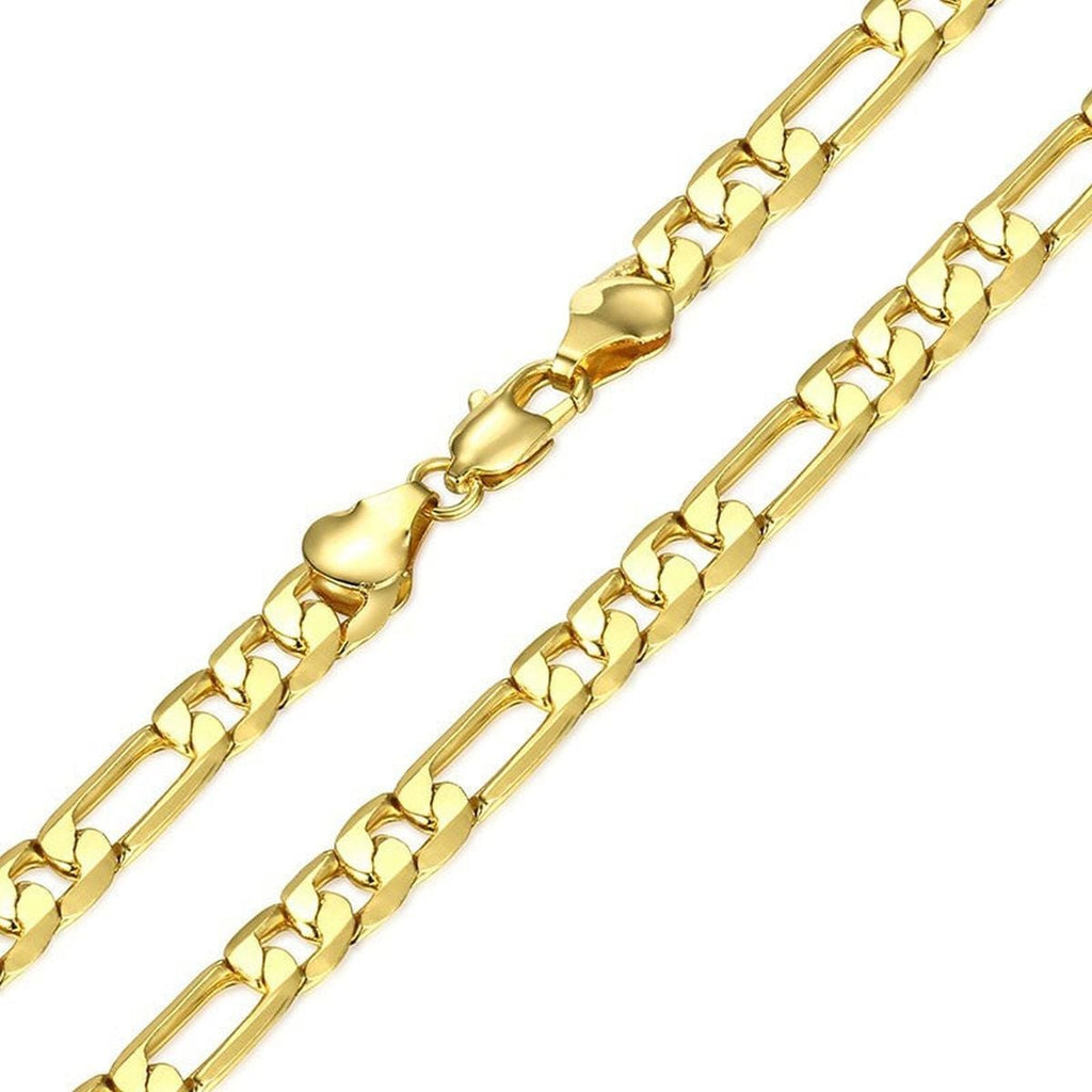 4Mm Figaro Curb 18K Gold Stainless Steel 20" Chain Necklace Boys Bulk