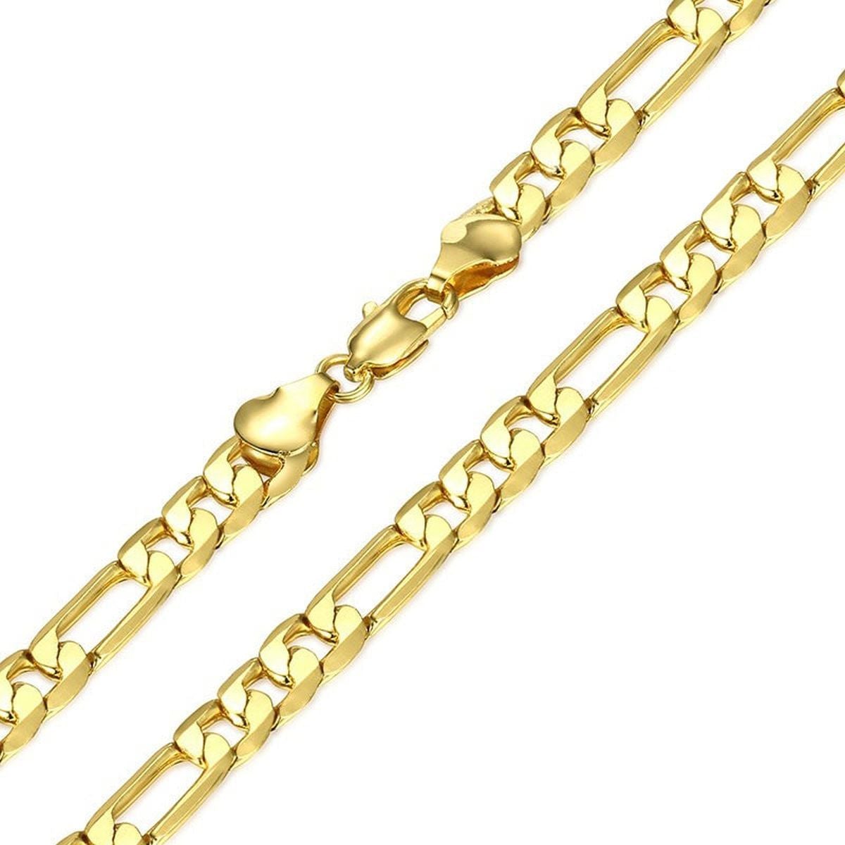 4Mm Figaro Curb 18K Gold Stainless Steel 20" Chain Necklace Boys Bulk