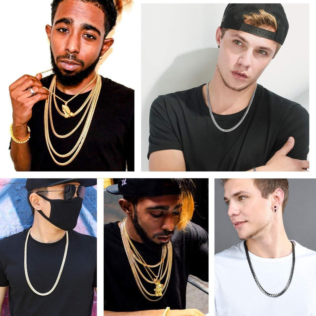Classic Curb 18K Gold 316L Stainless Steel 24" Chain Necklace Men