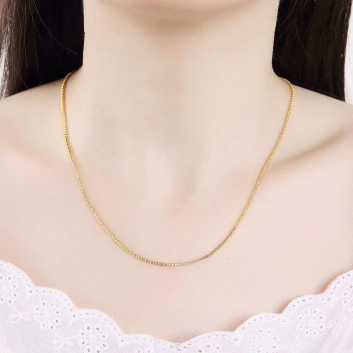 Slim Box 18K Gold Daily Wear 19" Necklace Chain For Men Bulk