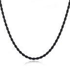 Black Rope 316L Surgical Stainless Steel 24" Necklace Chain Men Bulk