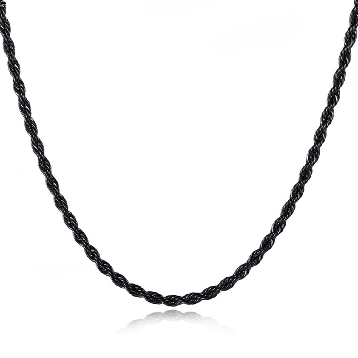 Black Rope 316L Surgical Stainless Steel 24" Necklace Chain Men Bulk