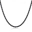 Black Rope 316L Surgical Stainless Steel 24" Necklace Chain Men Bulk