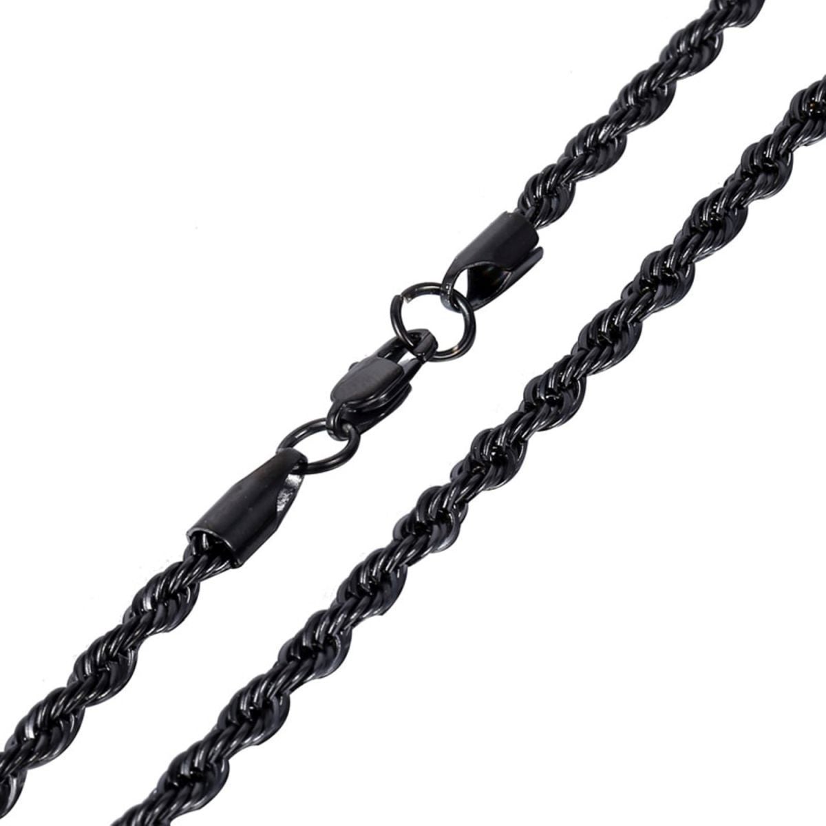 Black Rope 316L Surgical Stainless Steel 24" Necklace Chain Men Bulk Secondary image